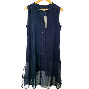 NWT Adele & May Navy Sleeveless Button-Down Tunic Size XL